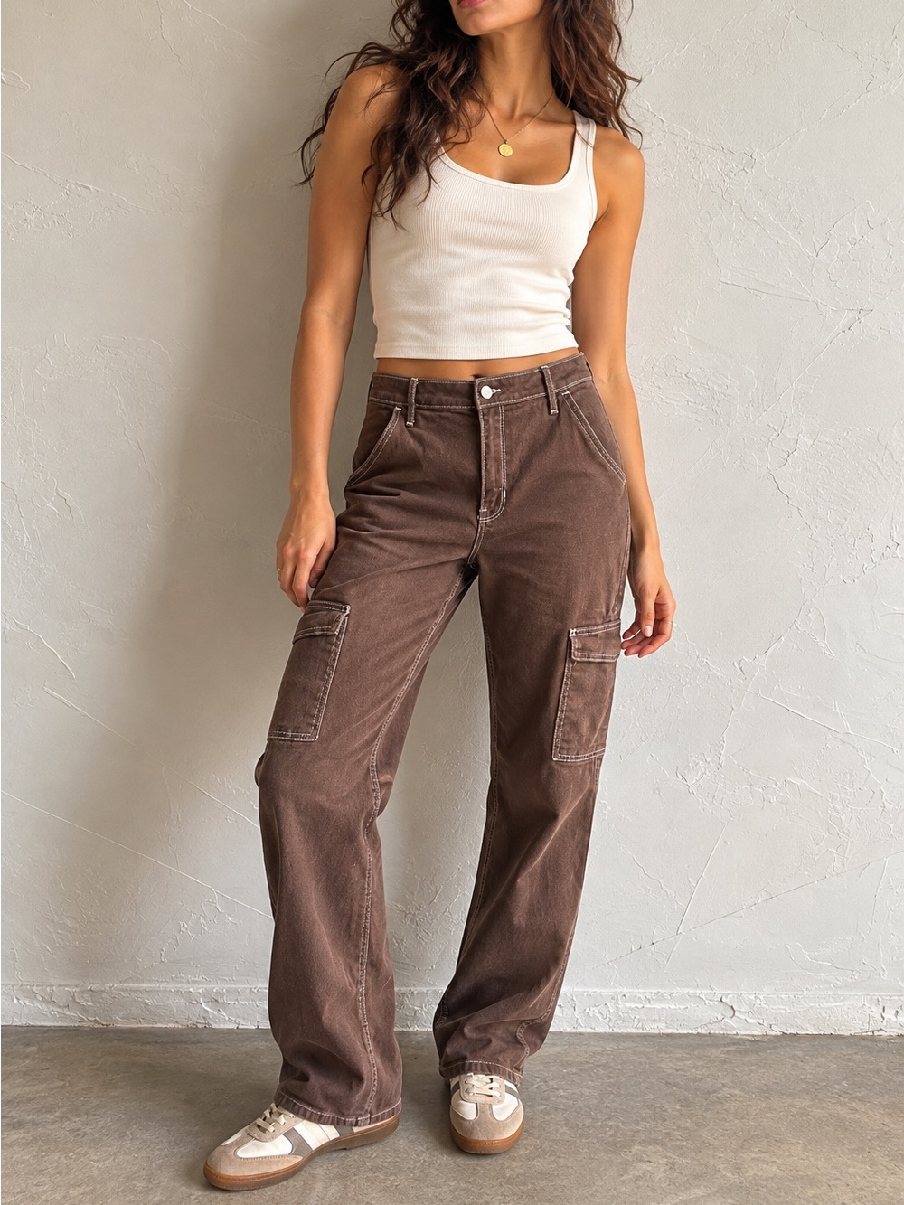 Hollister Brown Cargo Dad Jeans 28 Ultra High Rise Utility Y2K Workwear